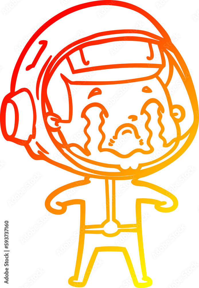warm gradient line drawing cartoon crying astronaut warm gradient line drawing cartoon crying astronaut