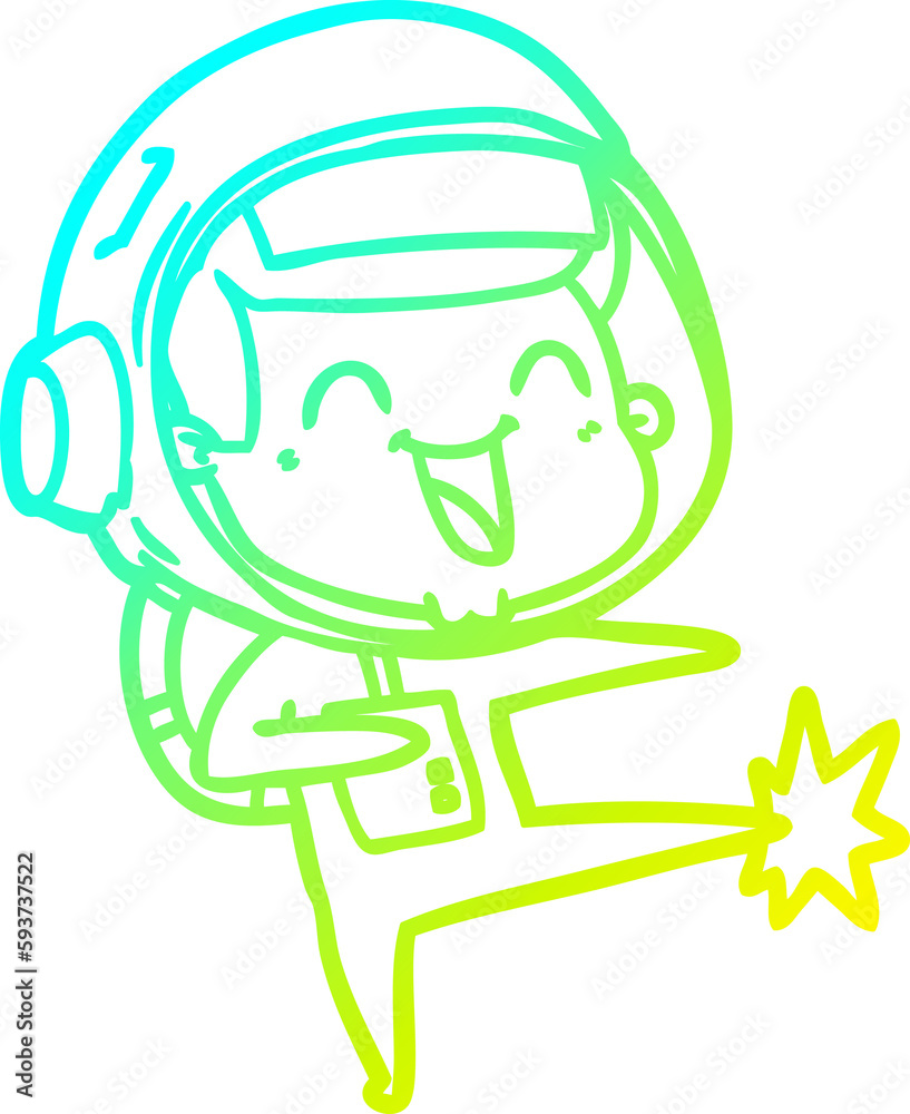 cold gradient line drawing happy cartoon astronaut cold gradient line drawing happy cartoon astronaut