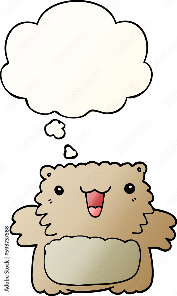 cartoon bear and thought bubble in smooth gradient style cartoon bear and thought bubble in smooth gradient style