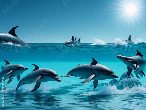 Dolphins in the sea, generative AI