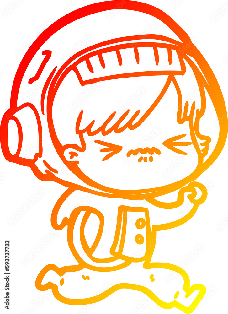 warm gradient line drawing cartoon astronaut woman warm gradient line drawing cartoon astronaut woman