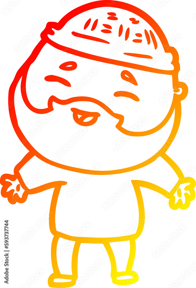 warm gradient line drawing cartoon happy bearded man warm gradient line drawing cartoon happy bearded man