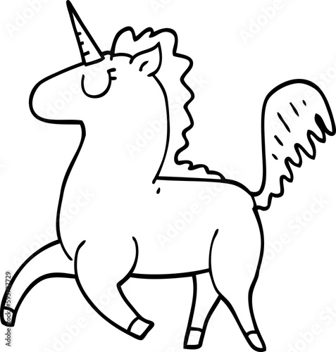 line drawing cartoon unicorn © lineartestpilot