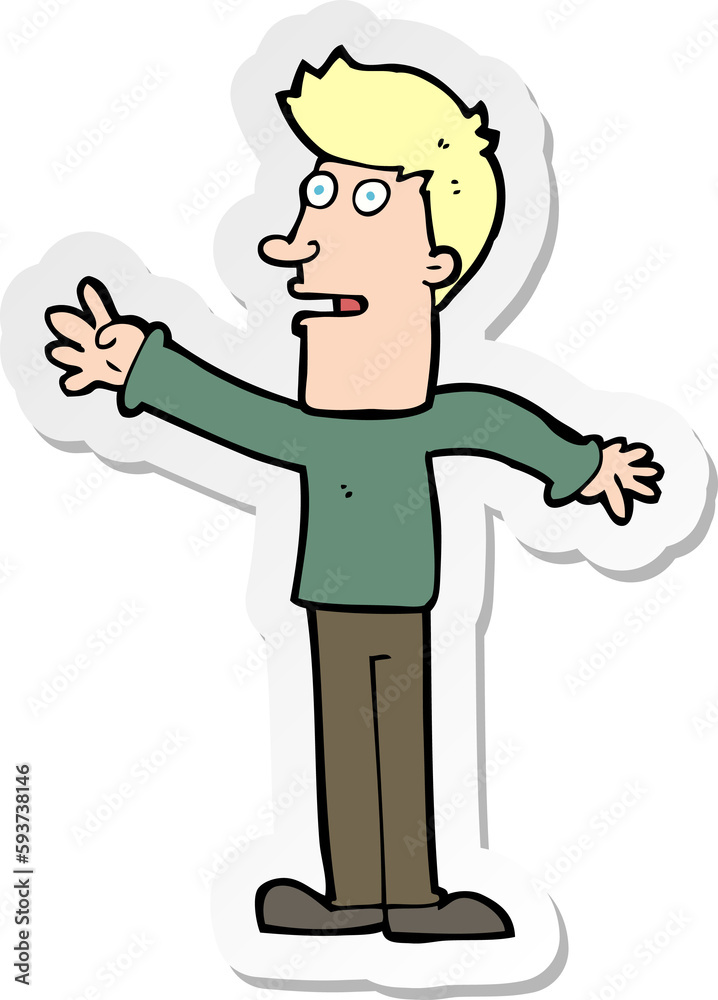 Fototapeta premium sticker of a cartoon man reaching