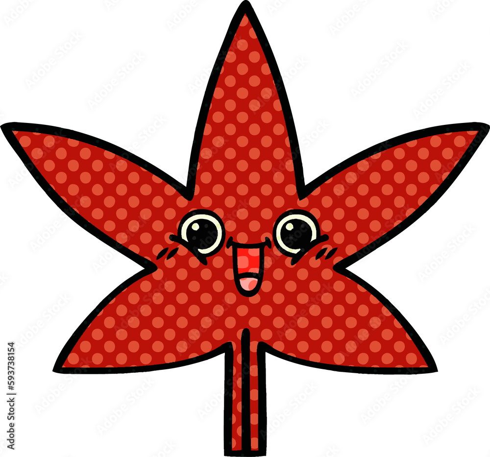 comic book style cartoon autumnal leaf comic book style cartoon autumnal leaf