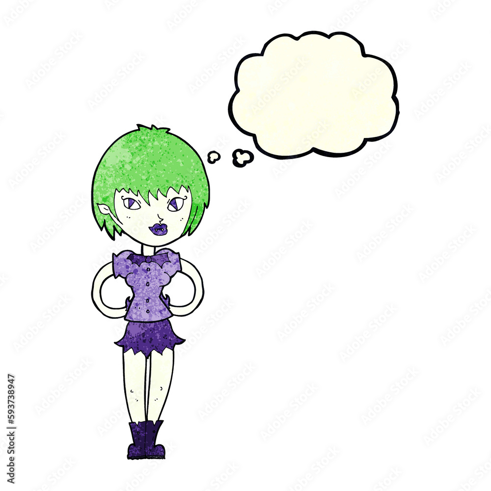 cartoon pretty vampire girl with thought bubble cartoon pretty vampire girl with thought bubble