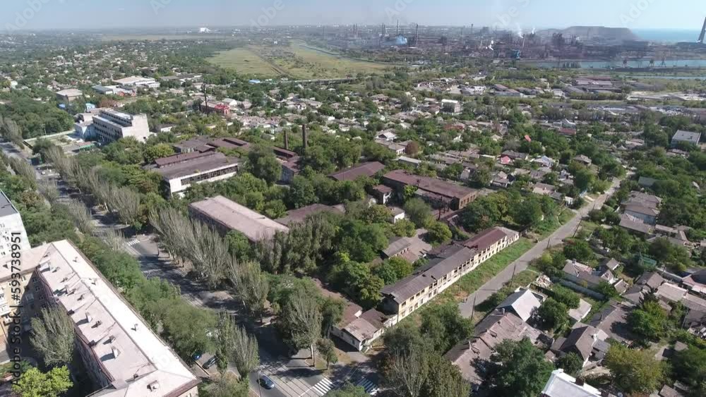 Panorama of the Mariupol and Azovsteel factory Before the war from above Panorama of the Mariupol and Azovsteel factory Before the war from above