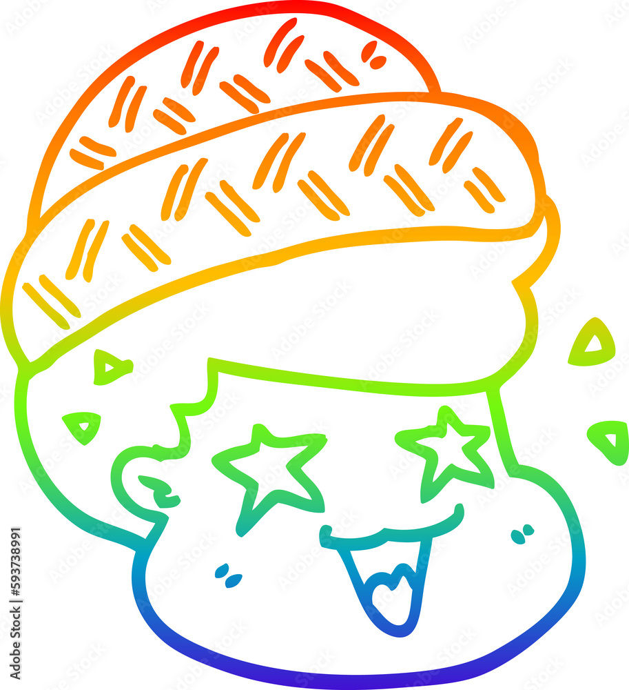 rainbow gradient line drawing cartoon boy wearing hat rainbow gradient line drawing cartoon boy wearing hat