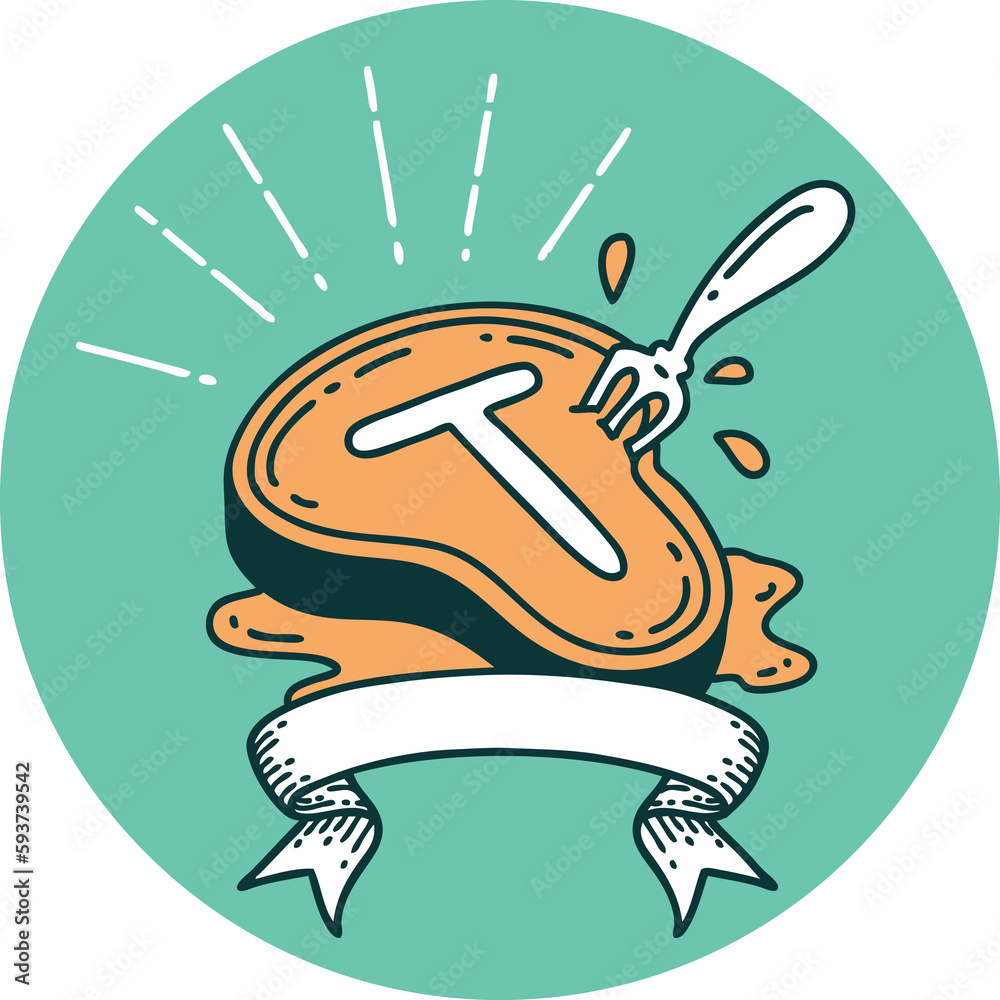 icon of tattoo style steak and fork icon of tattoo style steak and fork