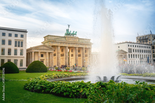 Brandenburg Gate and Fountain at Pariser Platz - Berlin, Germany
