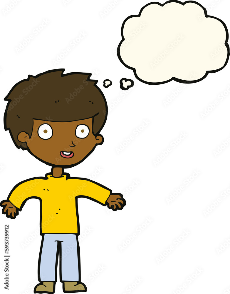 cartoon happy man with thought bubble cartoon happy man with thought bubble