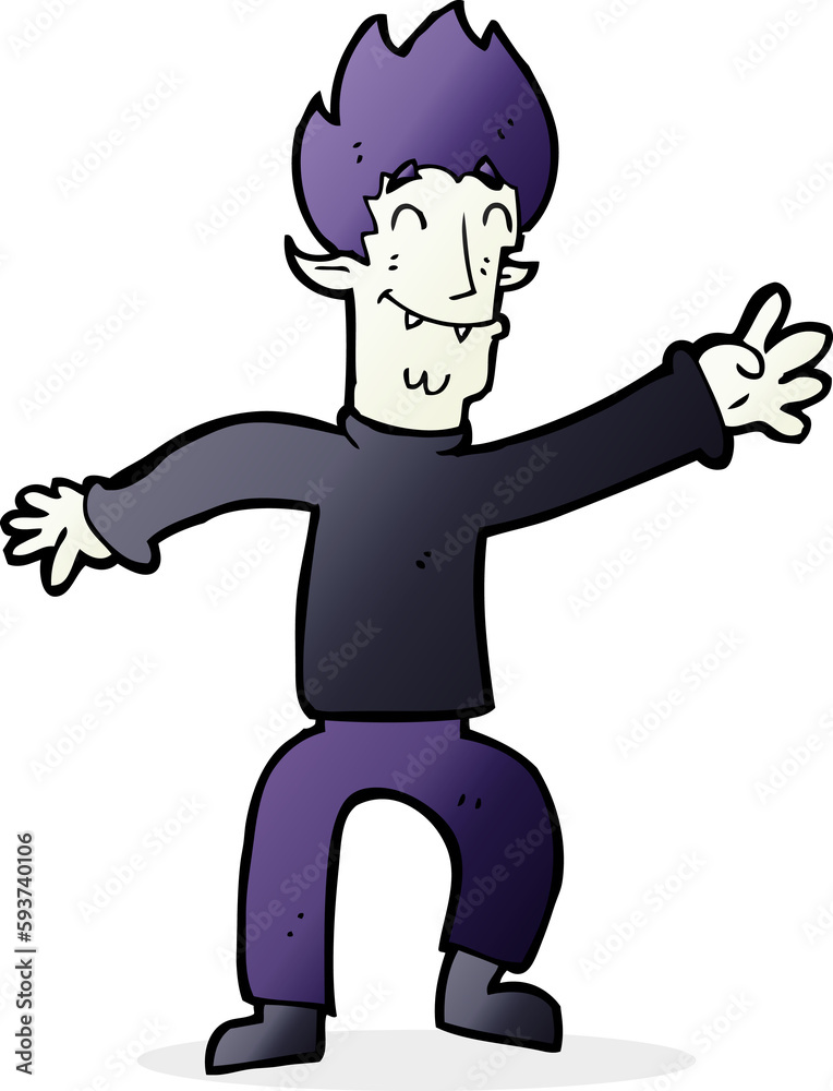 cartoon happy vampire man