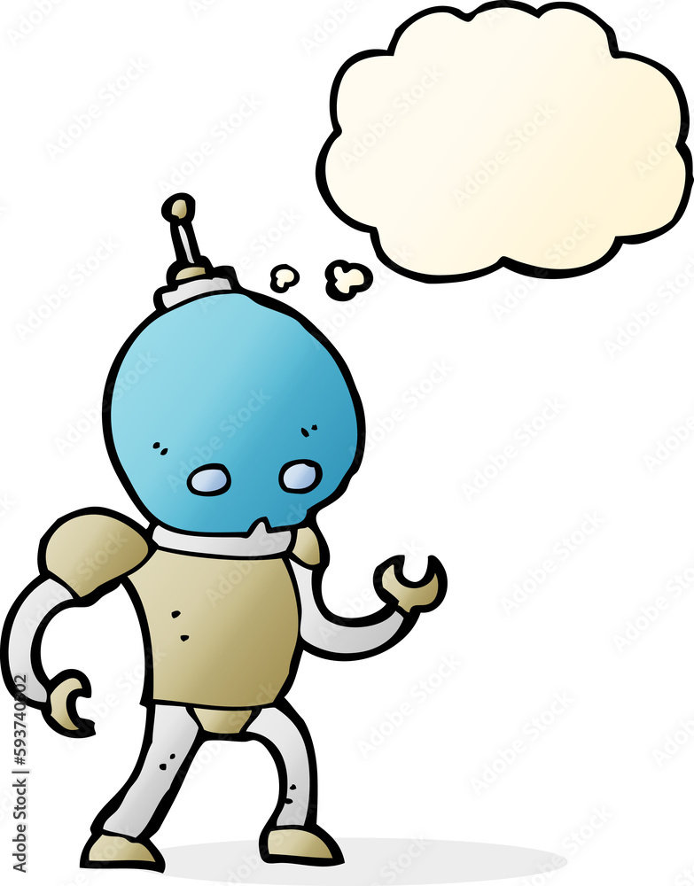 cartoon alien robot with thought bubble cartoon alien robot with thought bubble