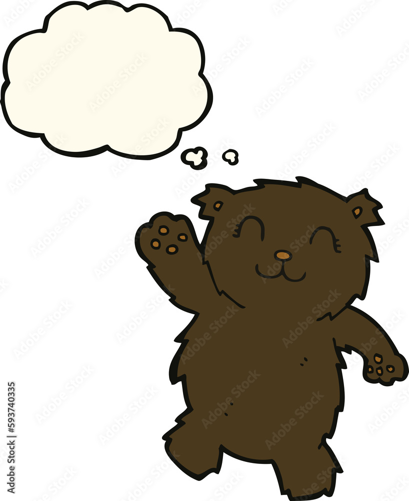 cartoon waving black bear with thought bubble cartoon waving black bear with thought bubble