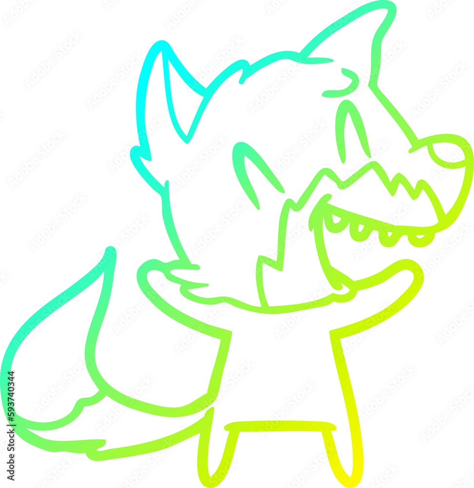 cold gradient line drawing laughing fox cartoon cold gradient line drawing laughing fox cartoon