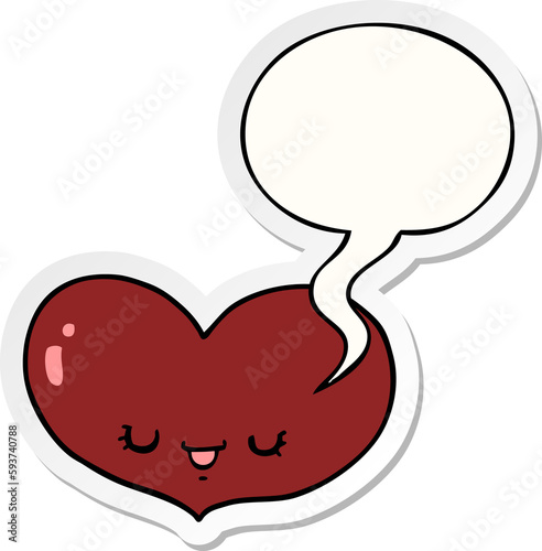 cartoon love heart character and speech bubble sticker