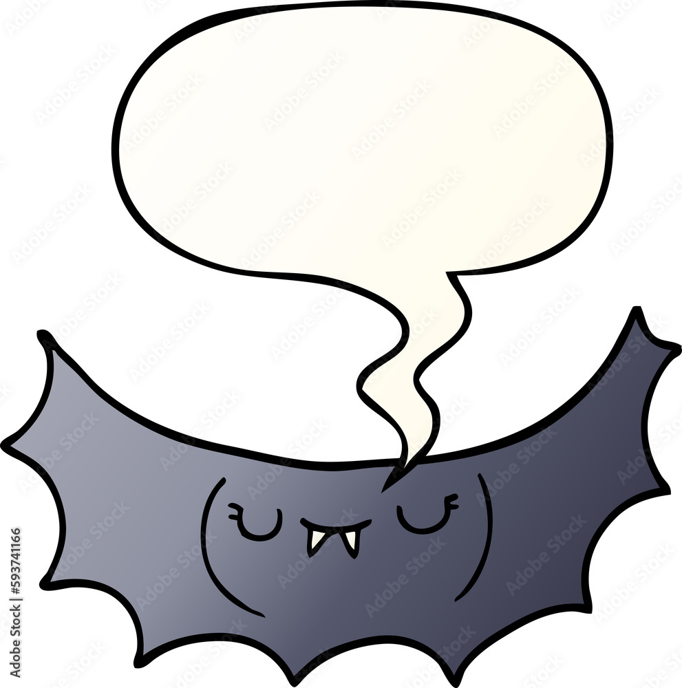 cartoon vampire bat and speech bubble in smooth gradient style cartoon vampire bat and speech bubble in smooth gradient style