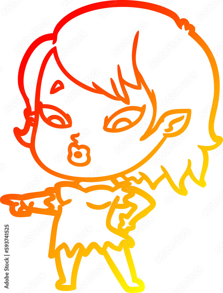 warm gradient line drawing cute cartoon vampire girl warm gradient line drawing cute cartoon vampire girl