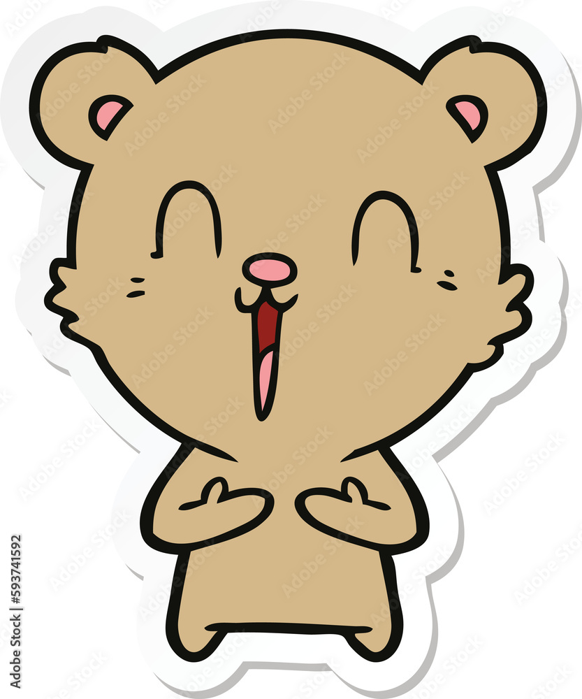 sticker of a happy cartoon bear