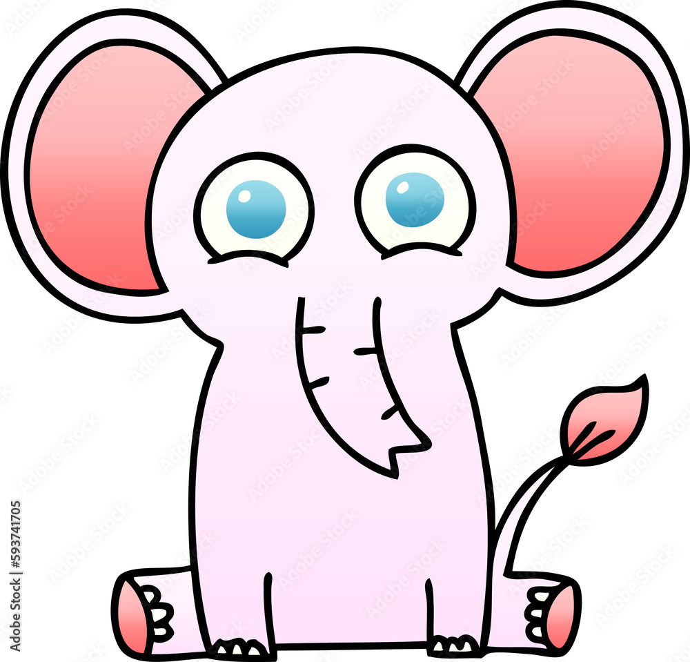 Fototapeta premium quirky gradient shaded cartoon elephant
