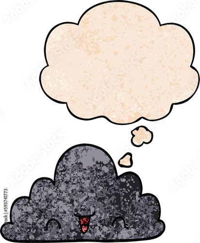 cute cartoon cloud and thought bubble in grunge texture pattern style