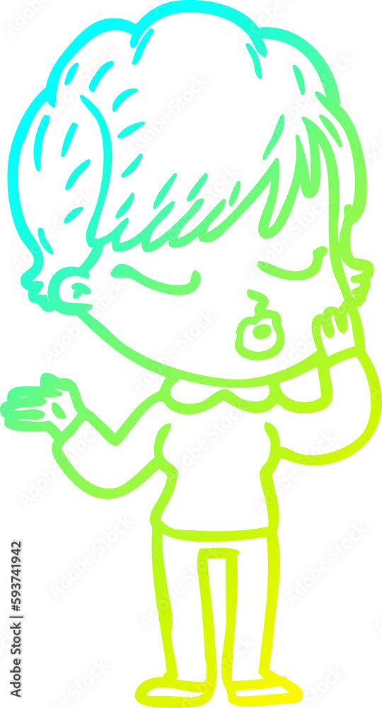cold gradient line drawing cartoon woman with eyes shut cold gradient line drawing cartoon woman with eyes shut