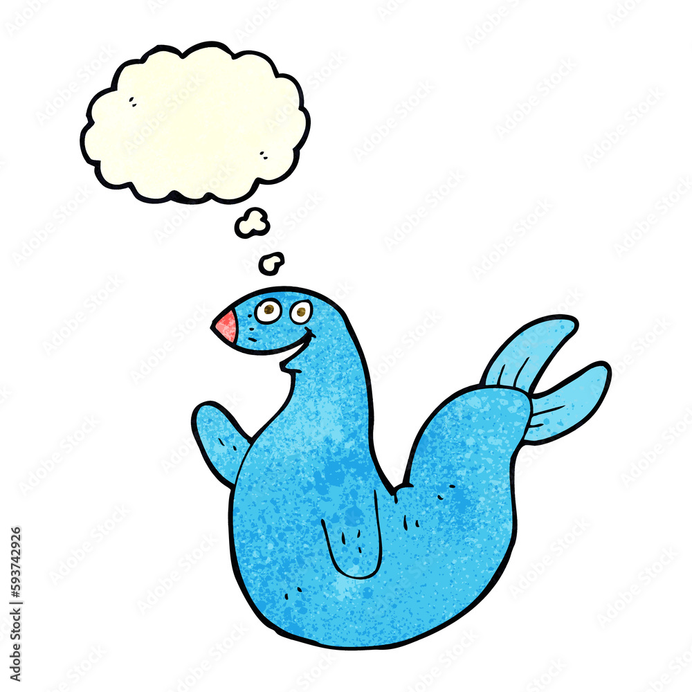 cartoon happy seal with thought bubble cartoon happy seal with thought bubble