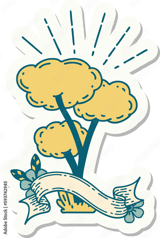 sticker of tattoo style tree sticker of tattoo style tree