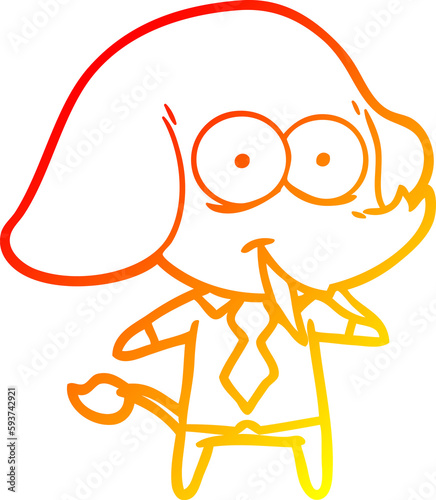 warm gradient line drawing happy cartoon elephant boss