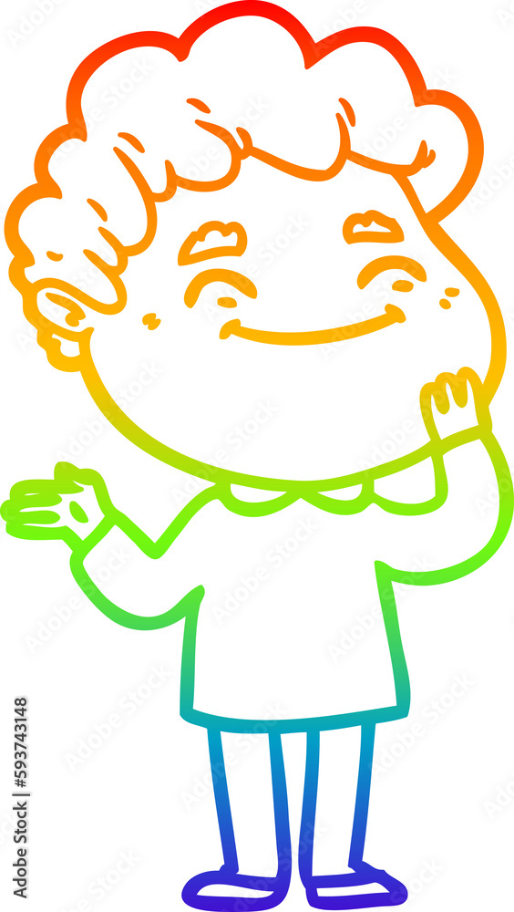rainbow gradient line drawing cartoon friendly man rainbow gradient line drawing cartoon friendly man