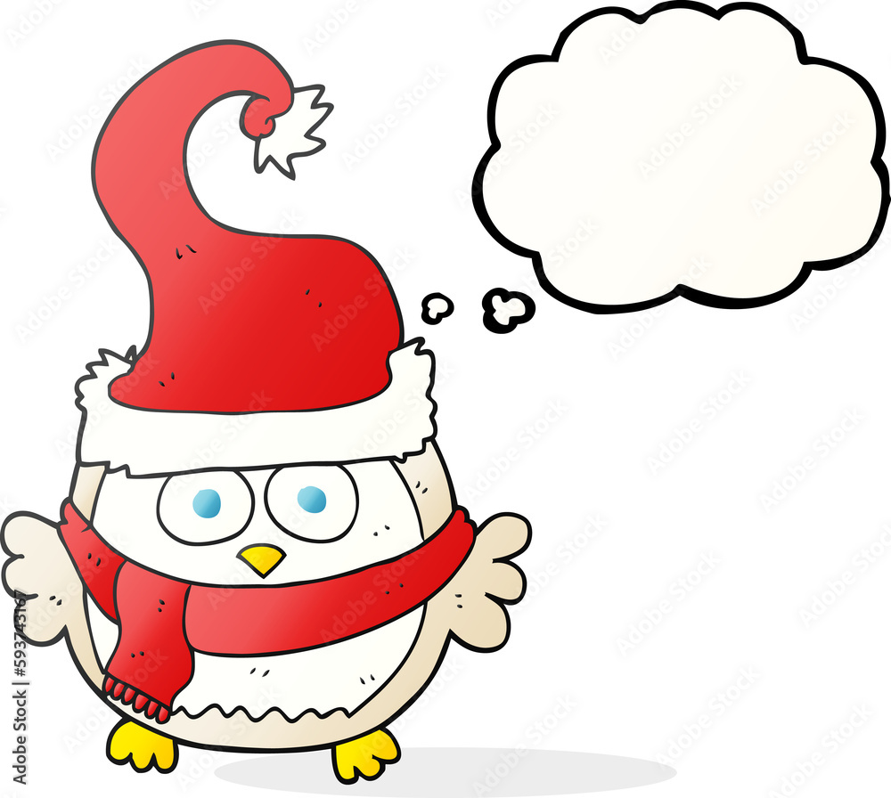 thought bubble cartoon owl wearing christmas hat thought bubble cartoon owl wearing christmas hat