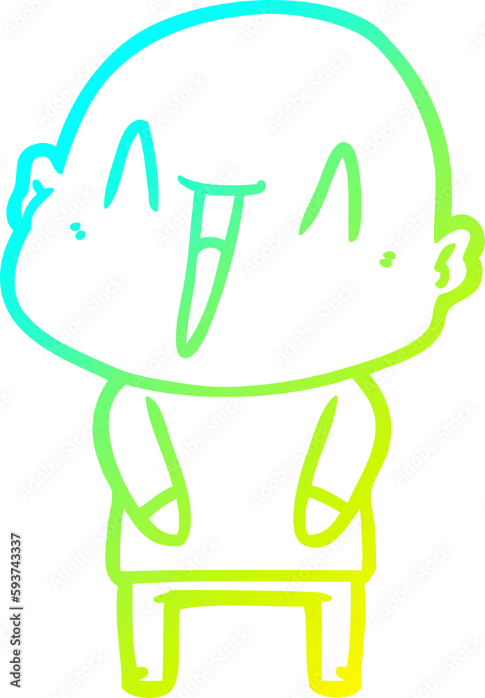 cold gradient line drawing happy cartoon bald man cold gradient line drawing happy cartoon bald man