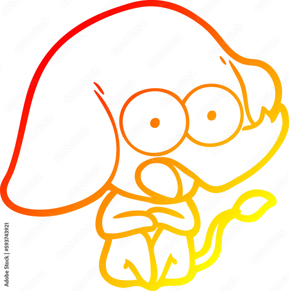 Obraz premium warm gradient line drawing cute cartoon elephant