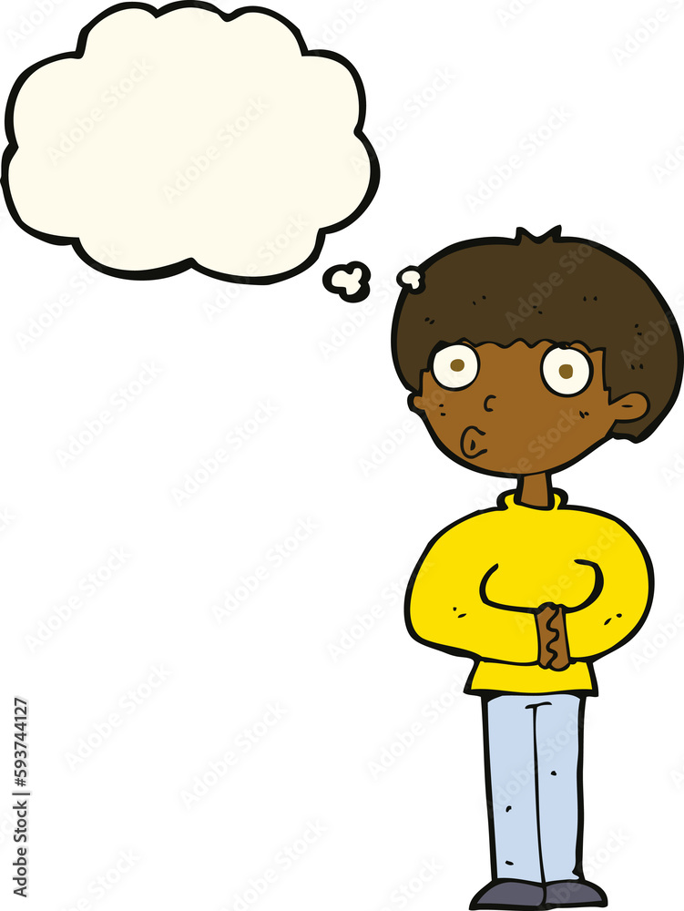 cartoon curious man with thought bubble cartoon curious man with thought bubble