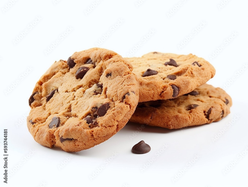 Chocolate chip cookies on white background Chocolate chip cookies on white background
