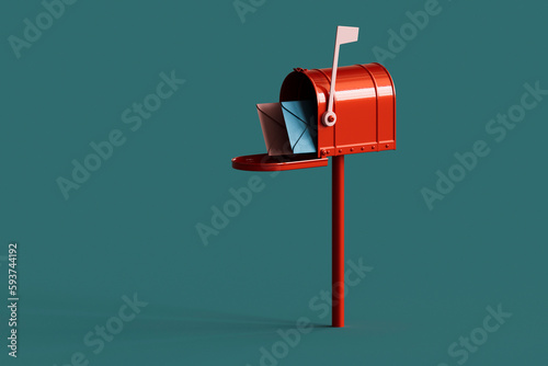 red mailbox with mails photo