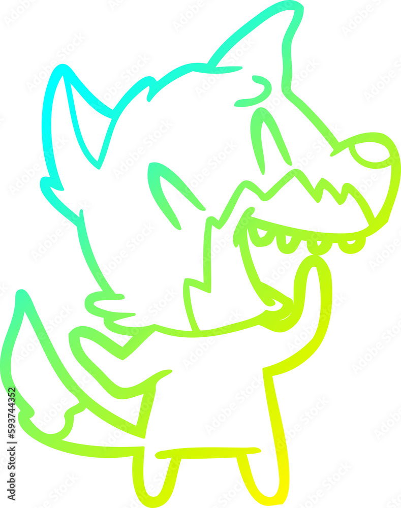cold gradient line drawing laughing fox cartoon cold gradient line drawing laughing fox cartoon