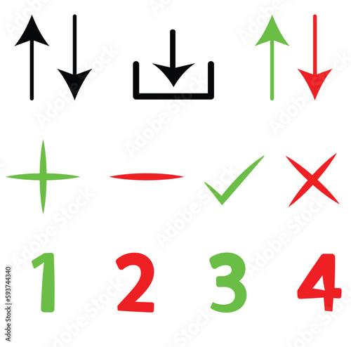 set of icons Arrows 1234  