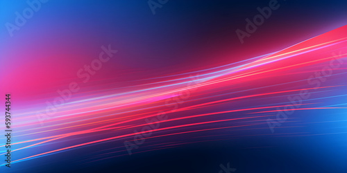 Abstract background, shiny glowing lines in the dark, futuristic template. Vector illustration, Abstract red light trails streaks on dark blue background, digital art, generative ai