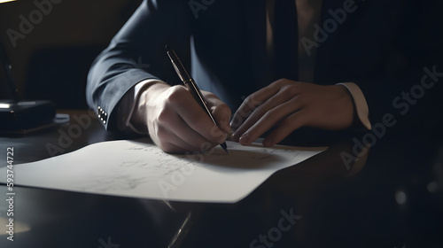 Focused Handwriting in Businessman s Office generative ai