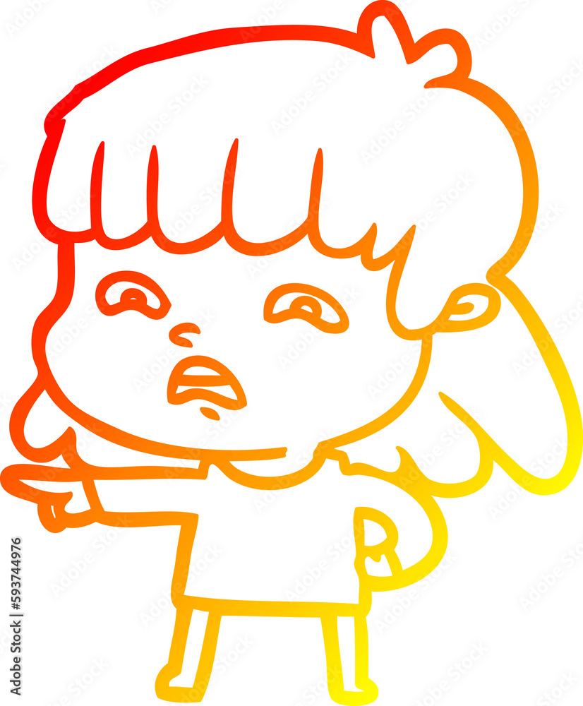 warm gradient line drawing cartoon worried woman warm gradient line drawing cartoon worried woman
