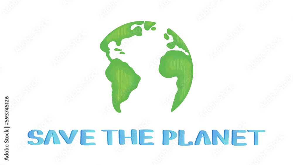 Only One Earth - World Environment day concept design, 5 June holiday. Creative Illustration with text save the planet on transparent background. Ecology, protection of nature and the environment