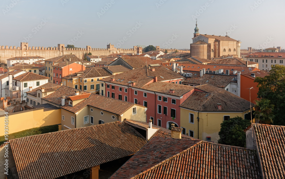 Town of Cittadella, Italy, seen from its medieval walls