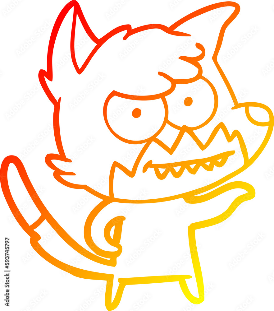 warm gradient line drawing cartoon grinning fox warm gradient line drawing cartoon grinning fox