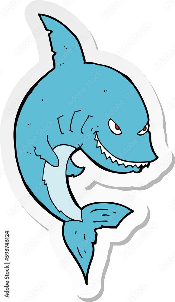 sticker of a funny cartoon shark sticker of a funny cartoon shark