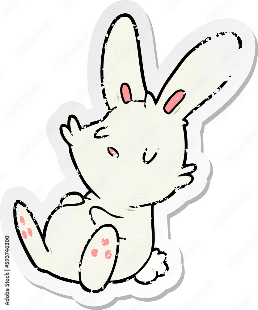 Obraz premium distressed sticker of a cartoon rabbit sleeping