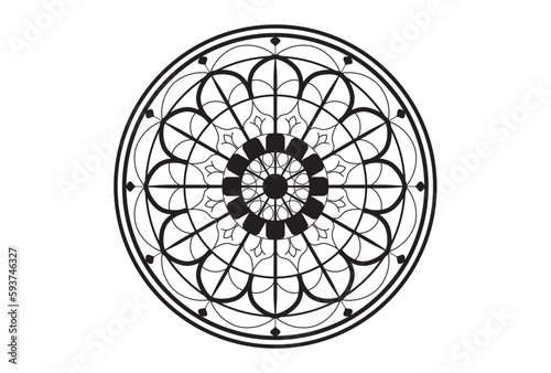 illustration of a ornament mandala design vector simple black and white