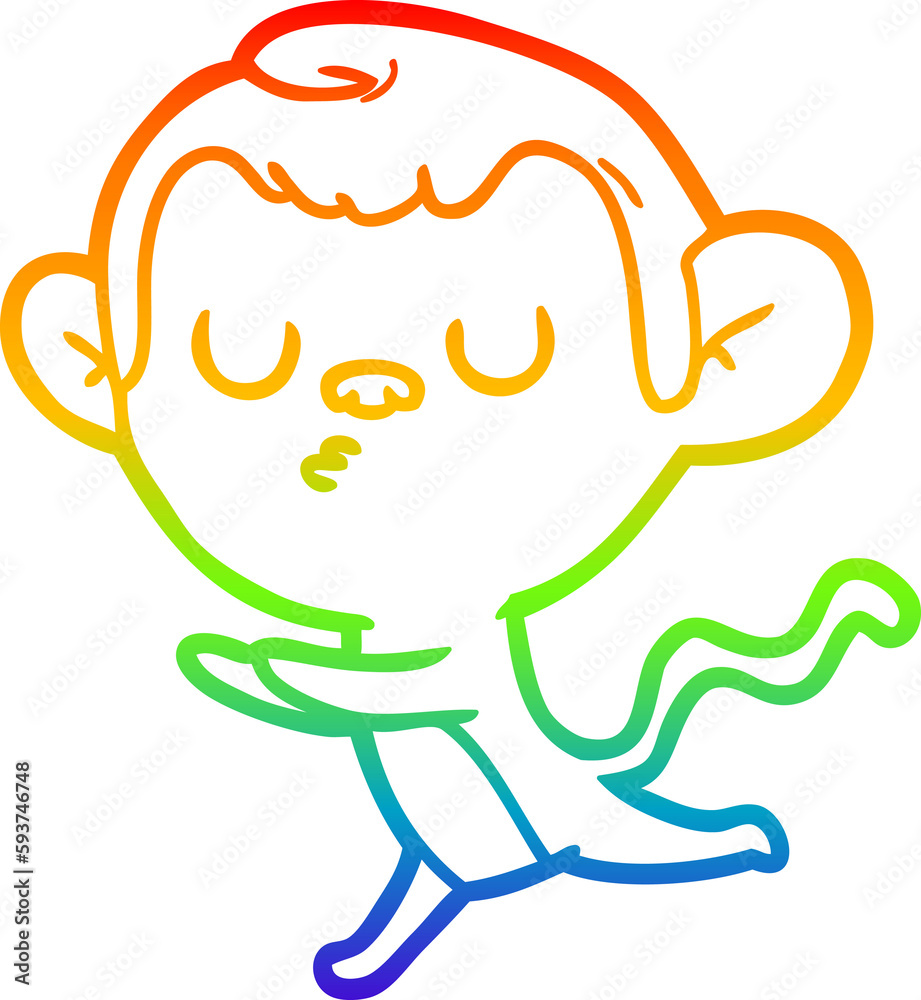 rainbow gradient line drawing cartoon monkey rainbow gradient line drawing cartoon monkey