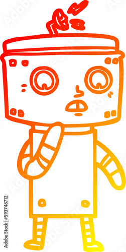 warm gradient line drawing uncertain cartoon robot