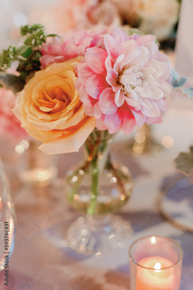 Wedding Flowers on a Reception Table